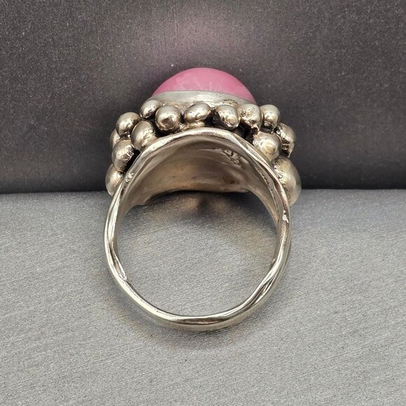 VTG Masha Archer Sterling Silver Pink Mabe Pearl Ring Size 7 Brutalist Statement - Picture 8 of 13